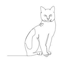 cats vector with continuous single one line art drawing. New minimalist design minimalism animal pet of cat illustration.