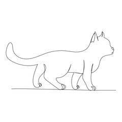 cats vector with continuous single one line art drawing. New minimalist design minimalism animal pet of cat illustration.