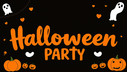Halloween Party Invitation with Pumpkins and Ghosts