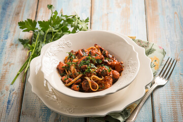 pasta with octopus ragout traditional italian recipe