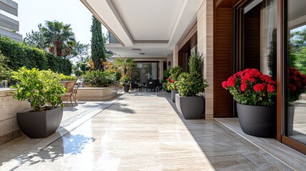 Naklejka premium Luxury Patio with Lush Greenery