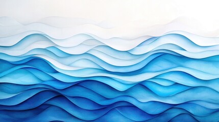 Fototapeta premium Layered blue paper waves abstract ocean design Generative AI