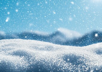 Winter sunrise with snowfall over a snowy evergreen tree in the foreground Generative AI