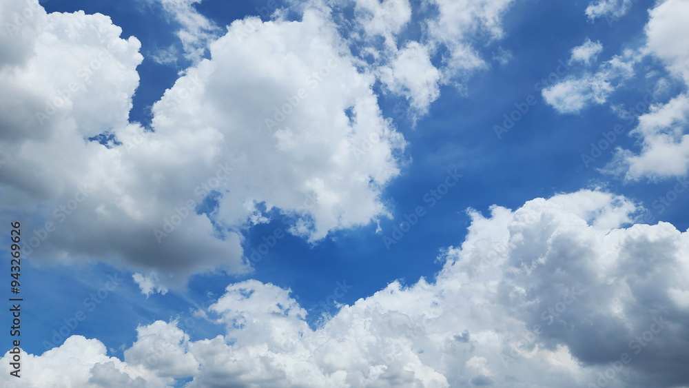 Wall mural clear sky. elegant empty sky background. horizon spring, blue sky background with soft white clouds.