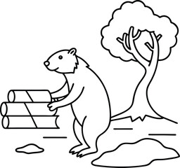Fun beaver line art for kids to color creating playful and creative scenes for young artists
