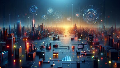 Futuristic AI Landscape Backgrounds - Modern Technology-Inspired Designs