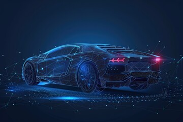 X-ray of car with chassis isolated on black background. 3D illustration. Beautiful simple AI generated image