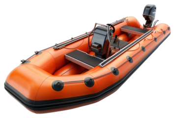 PNG Orange inflatable motorized rescue boat