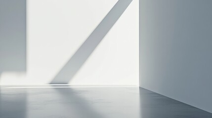 Soft shadows cast across a minimalist space with clean lines, highlighting its serene atmosphere and bright, natural light
