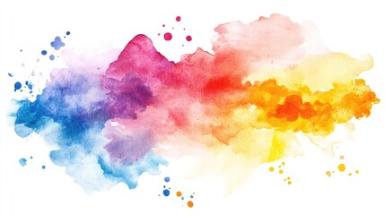 Watercolor illustration collection featuring vibrant hues on a white backdrop