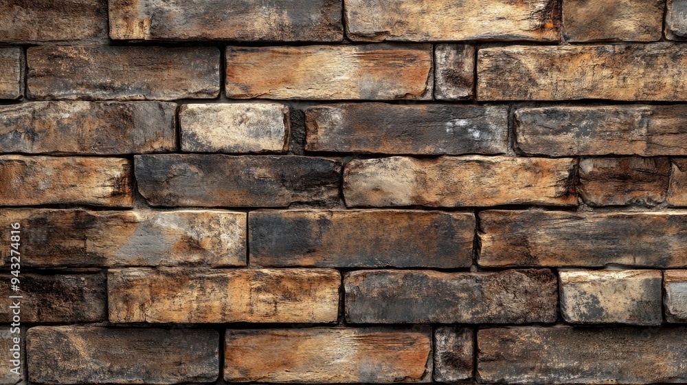 Poster 3d rendering of a weathered vintage brick wall featuring a rustic barn design plain backdrop showcas