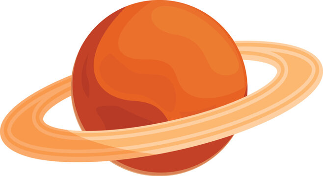 Cartoon saturn planet is rotating around sun on white background