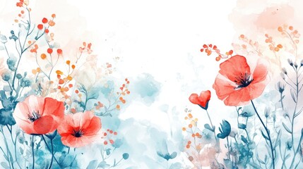 Watercolor floral background ideal for invitations or announcements