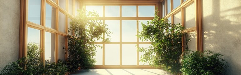 3D rendering of a trellis design featuring wooden windows in a vintage house