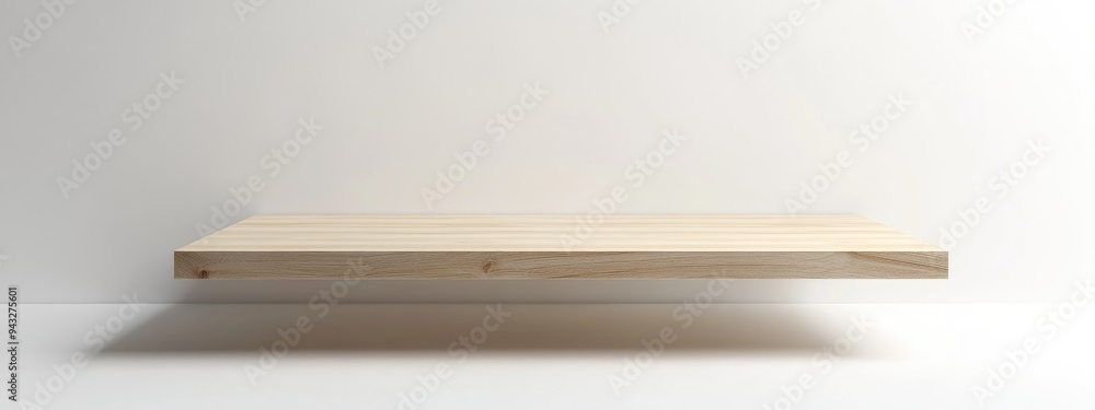 Poster 3d rendering of an empty light wooden table isolated on a white background providing a space for pro