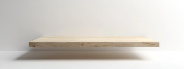 3D rendering of an empty light wooden table isolated on a white background providing a space for product mockups or displays