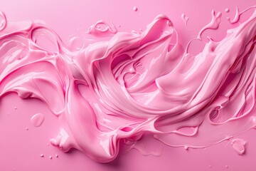 Fototapeta premium Creative Abstract Swirls of Pink Paint on Textured Canvas Art Background