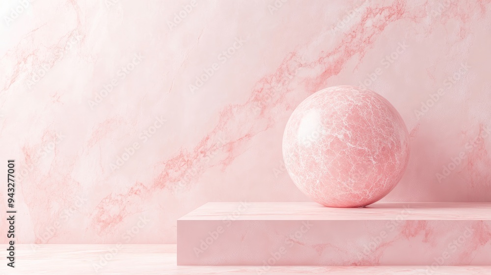 Poster 3d rendering of a marble background in a fresh pink hue high resolution image