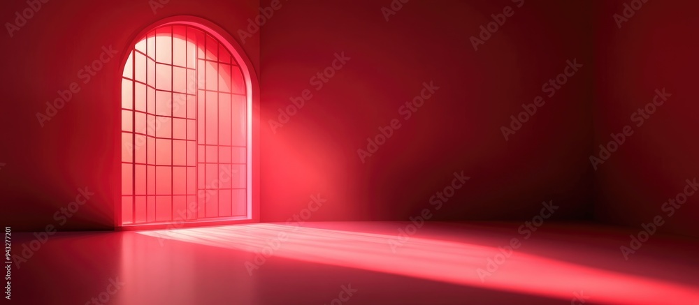 Poster 3d rendering of an abstract red studio background for product presentation featuring shadows from a 