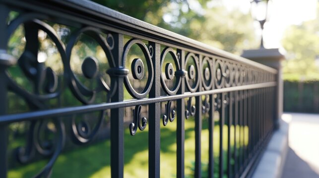 3D rendering of black iron railings creating an appealing perspective - Powered by Adobe