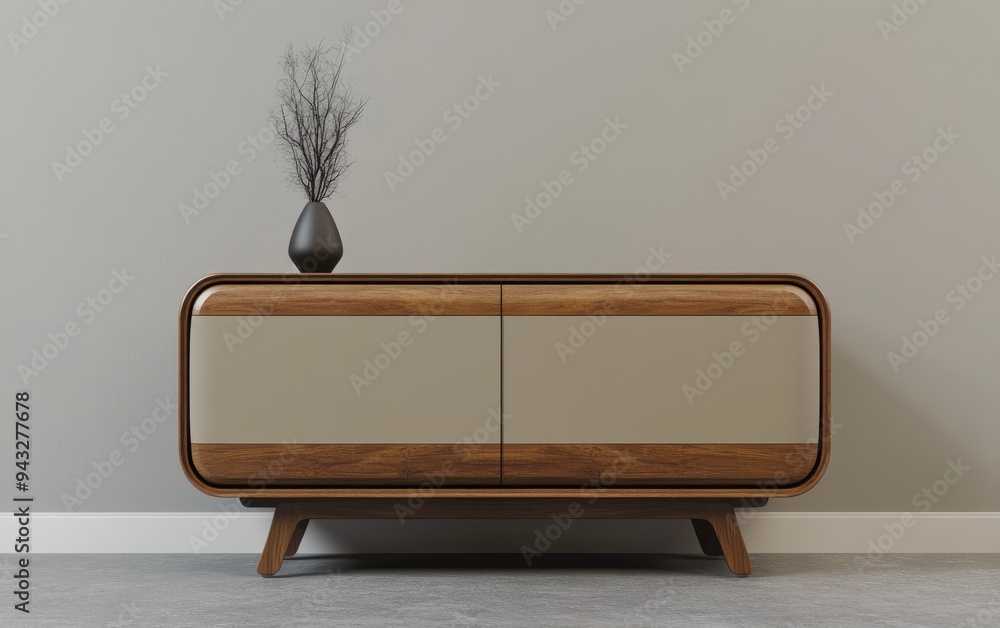 Poster 3d rendering of a stylish sideboard design