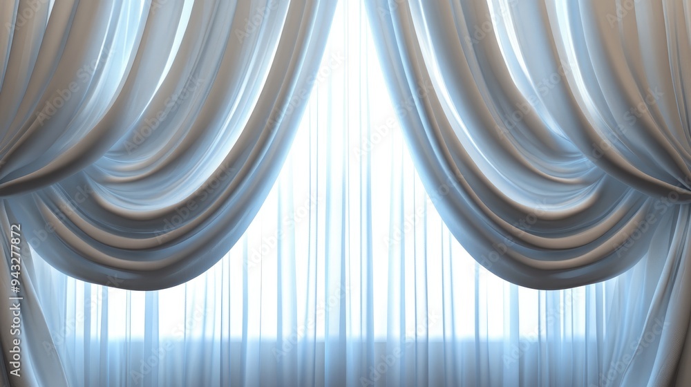 Aufkleber 3d rendering of an abstract classic window curtain background