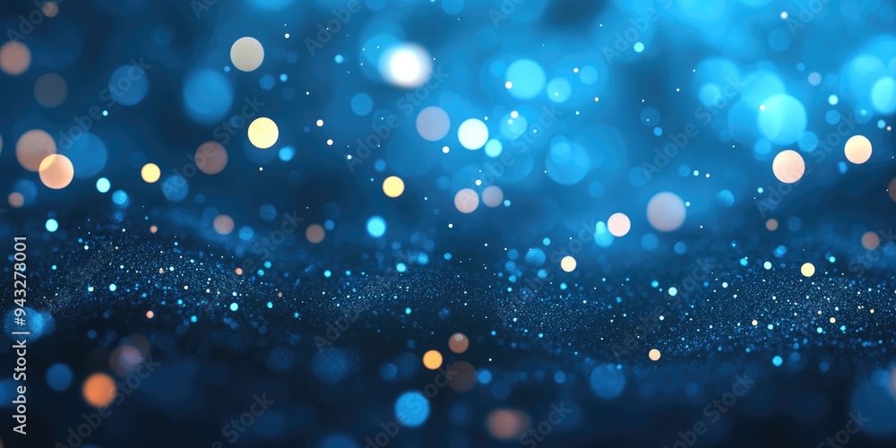 Poster Abstract blue bokeh background in 3D cartoon rendering
