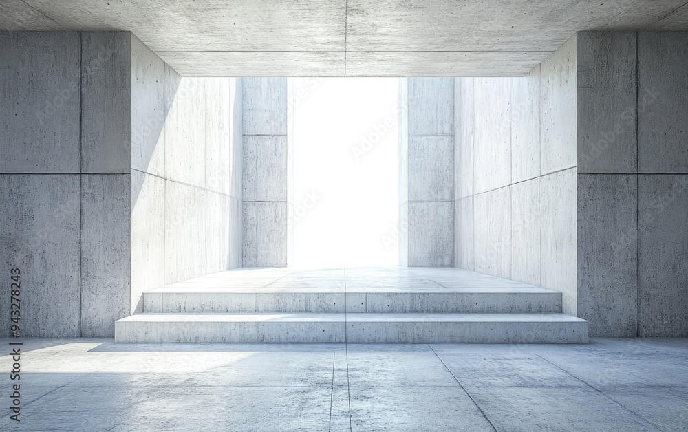 Poster abstract white and concrete interior featuring a window with 3d rendering
