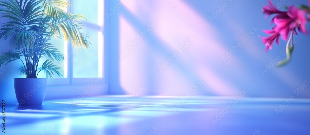 Poster 3d rendering of an abstract blue gradient studio background for product presentation featuring an em