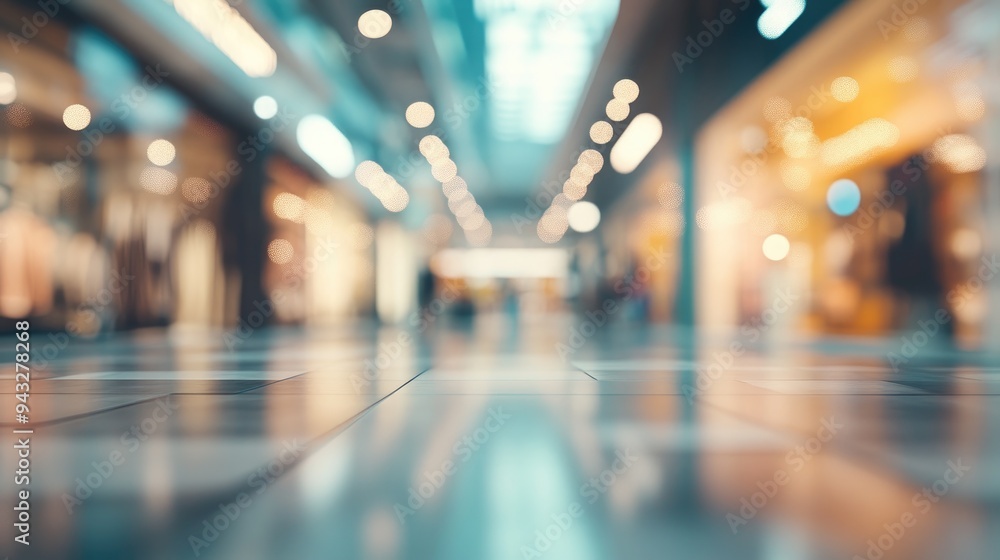 Poster 3d rendering of an abstract blur image of a shopping mall with bokeh effect for background use