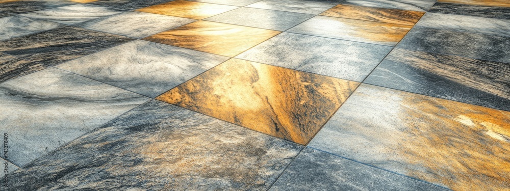Poster 3d rendering of a granite and marble floor featuring random abstract natural motifs suitable for use