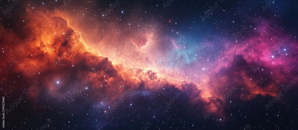 Aufkleber high definition star field featuring a colorful night sky nebula and galaxies in space presented in 
