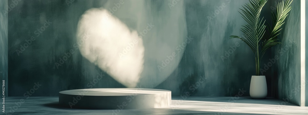 Poster 3d rendering of a minimal scene featuring a podium with an abstract background