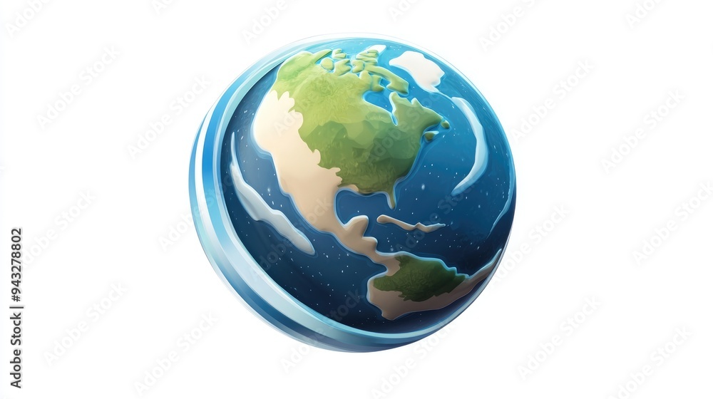 Aufkleber isolated astronomic symbol of earth in 3d cartoon rendering
