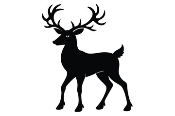 Christmas deer silhouettes on the white background
