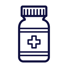 Fototapeta premium Pills packaging outline. Medical icon. Vector illustration isolated on white background