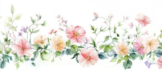 Watercolor illustration featuring a charming floral design suitable for summer themed wallpaper