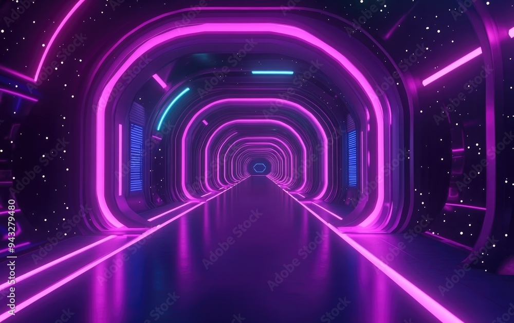 Poster incredibly beautiful space in 3d cartoon rendering