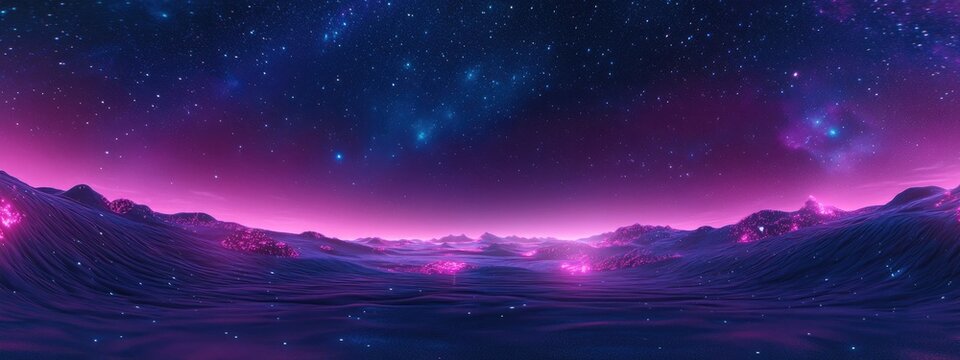 360 degree space background in a 3D cartoon rendering featuring a starry night sky panorama equirectangular projection and HDRI spherical environment map