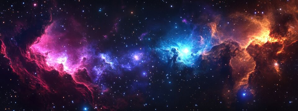3D cartoon illustration of the emission nebula V398 Cephei alongside NGC7762 and NGC7822