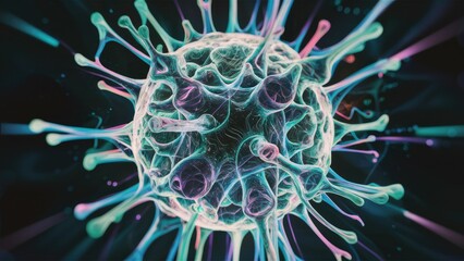 Obraz premium Abstract microscopic cellular structure. Macroorganic visualization. 3D rendered illustration.