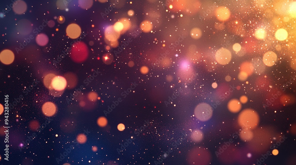 Aufkleber Elegant abstract background with bokeh lights and stars 3D cartoon rendering texture