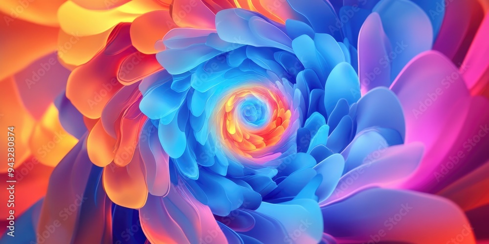 Aufkleber swirling radial background with a 3d cartoon rendering modern art spiral vortex graphic fractal artw