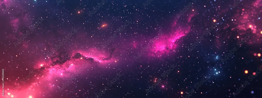Poster cartoon rendering in 3d of a starfield located in deep space light years away from earth