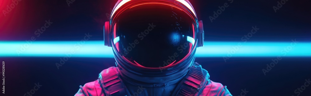 Poster a portrait of a futuristic astronaut in a space suit illustrated in 3d cartoon rendering