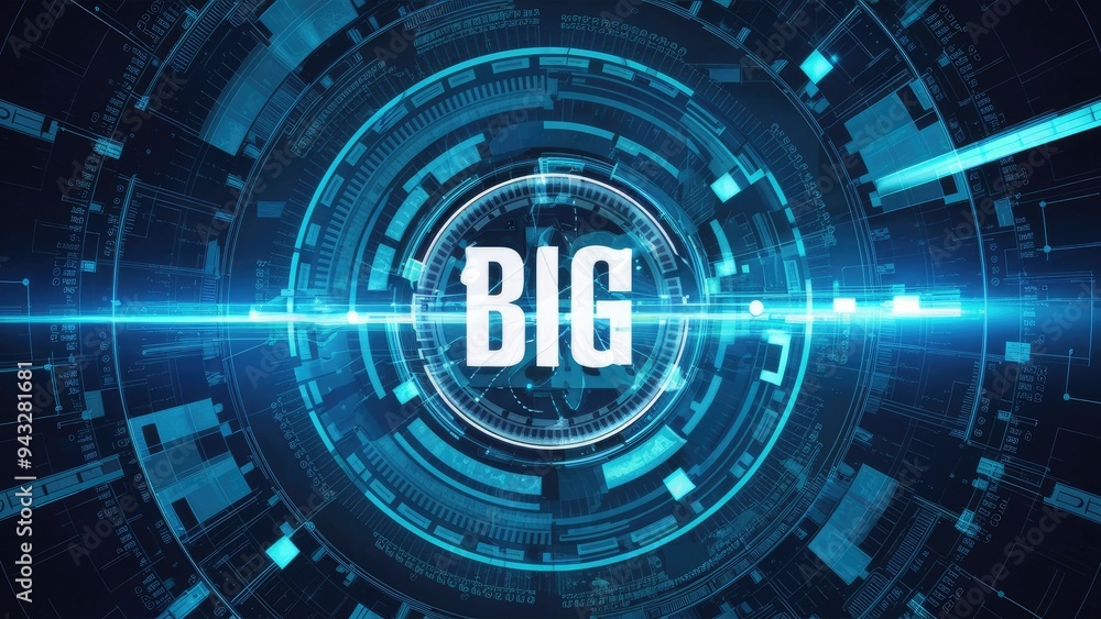 Poster abstract technological background featuring digital data and the concept of big data in 3d rendering