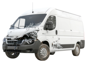 PNG Damaged white delivery van accident