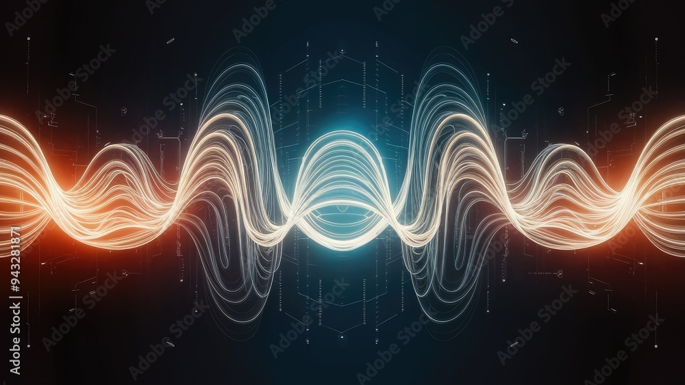 Poster abstract wave design element. digital frequency equalizer visualization. stylized line art backdrop.