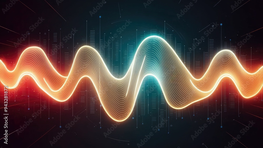 Poster abstract wave design element. digital frequency equalizer visualization. stylized line art backdrop.