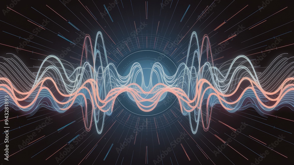 Poster abstract wave design element. digital frequency equalizer visualization. stylized line art backdrop.